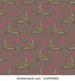 i love my bicycle seamless vector pattern