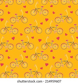 i love my bicycle seamless vector pattern