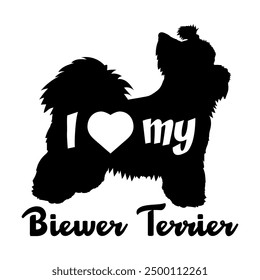 I love my Biewer Terrier Dog silhouette dog breeds logo dog monogram vector
