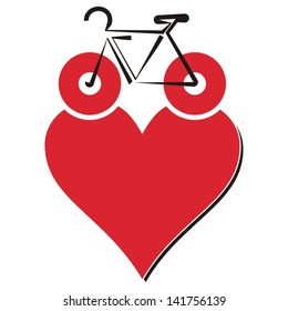 I love my bike icon with heart on white background