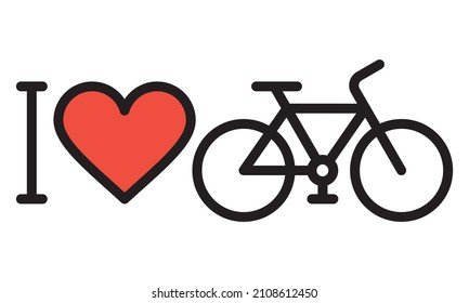 I love my bike icon isolated on white background