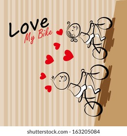 i love my bike over lineal background vector illustration