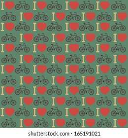 I love my bike. Seamless background. Vintage Retro Bicycle Background