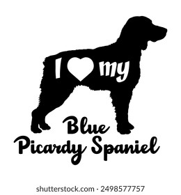 I love my Blue Picardy Spaniel. Dog silhouette dog breeds logo dog monogram vector
