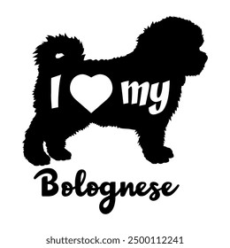 I love my Bolognese Dog silhouette dog breeds logo dog monogram vector
