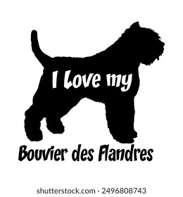 Ich liebe meine Bouvier des Flandres Hund Silhouette Hund Rassen Logo Hund Monogramm Vektor