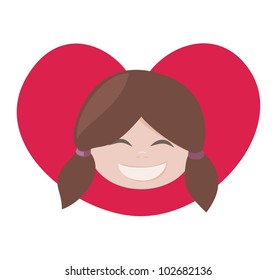 I love my brunette sweet and lovely little girl with all my heart - girl vector illustration