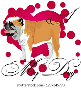 I love my bulldog vector illustration