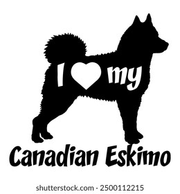 I love my Canadian Eskimo Dog silhouette dog breeds logo dog monogram vector
