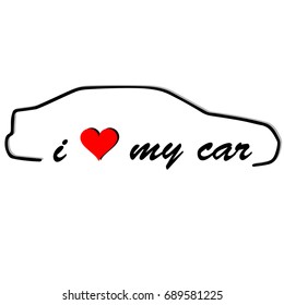 I Love My Car Vector