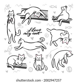 i love my cat collection vector