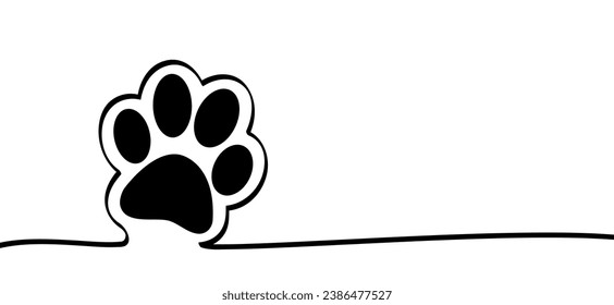 I love my cat or dog footprints Animals day Footsteps signs Funny vector kitty love icon Kitten footprints Pet paw steps Puppy print  Line draw paws Meow, woof, canine silhouette doodle World cat day