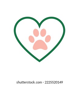 I LOVE MY CAT, Green Heart With Pink Paw