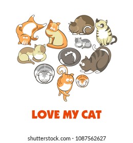 Love my cat promotional poster with fluffy domestic animals