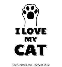 I love my cat silhouette, vector, cat breeds, pet, animals cat.