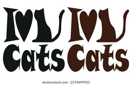 I Love My Cat Vector Line Art Creative Kids, love me and love my cat, typography t-shirt design