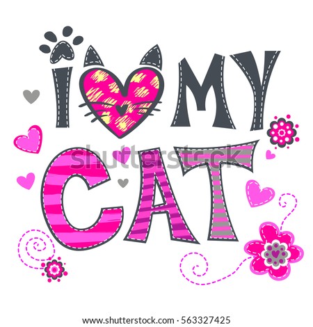 Love My Cat Wallpaper On Pink Vector de stock (libre de regalías)563327425; Shutterstock