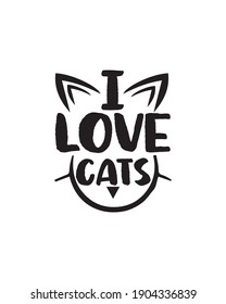 I love my cat.Hand drawn typography poster design. Premium Vector.