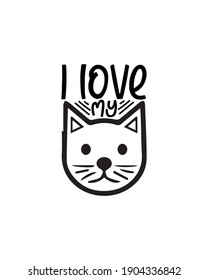 I love my cat.Hand drawn typography poster design. Premium Vector.