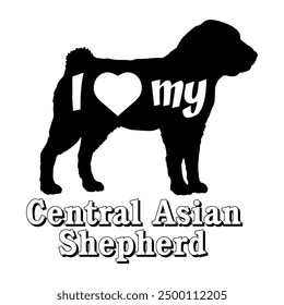 I love my Central Asian Dog silhouette dog breeds logo dog monogram vector
