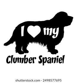 I love my Clumber Spaniel. Dog silhouette dog breeds logo dog monogram vector
