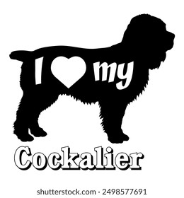 I love my Cockalier Dog silhouette dog breeds logo dog monogram vector
