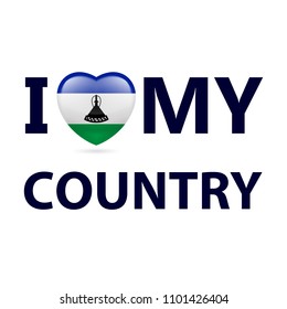 I Love My Country - Lesotho. Heart with flag colors