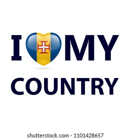 I Love My Country - Madeira. Heart with flag colors