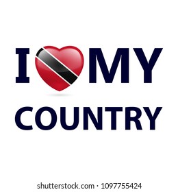 I Love My Country - Trinidad and Tobago. Heart with flag colors