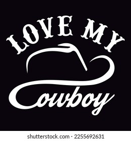 Liebt meinen Cowboy. Das Paar von Kreativziffer Valentin. Kunstwerk-Design, Illustration für T-Shirt-Druck, Poster, Badge Wild West Stil, American Western.