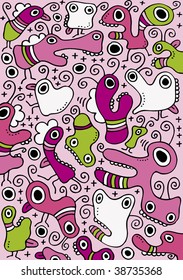 i love my crazy creatures doodles in vector