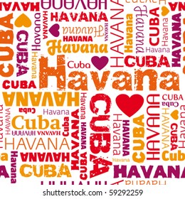 i love my Cuba Havana seamless pattern in vector