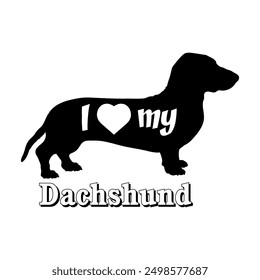 I love my Dachshund Dog silhouette dog breeds logo dog monogram vector
