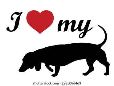 I love my dachshund, label - vector