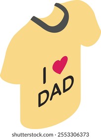 I Love my Dad Printed Tee Shirt isometric Concept, Gift for Step Daddy Vector Icon, Fathers Day Symbol, Dads Gift Elements Sign, Parents Day Stock illustration