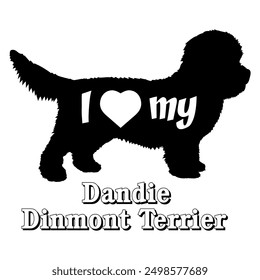 I love my Dandie Dinmont Terrier. Dog silhouette dog breeds logo dog monogram vector
