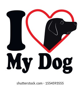 I love my dog art,  vector illustration