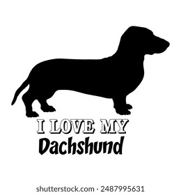 Amo a mi perro Dachshund. Perro silueta perro razas logo perro monograma Vector