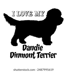 I love my dog Dandie Dinmont Terrier Dog silhouette dog breeds logo dog monogram vector