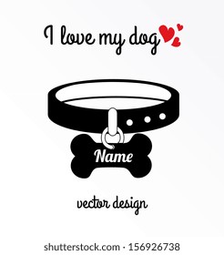 i love my dog   over white background vector illustration