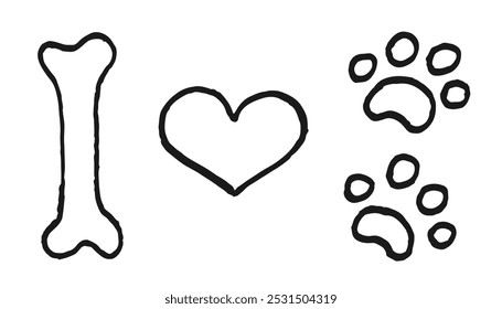 Me encanta el fondo del día de San Valentín de mi perro. Doodle logo para mascotas amorosas - perro o gato