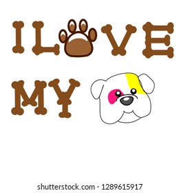 i love my dog vector icon for t-shirt print and other uses. Can be used for design of cards