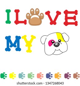 i love my dog vector icon for t-shirt print and other uses. Can be used for design of cards