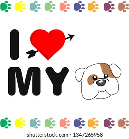 i love my dog vector illustration for t-shirt print and other uses. Can be used for design of cards