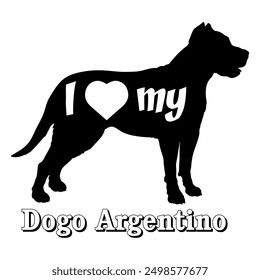 Ich liebe meine Dogo Argentino Hund Silhouette Hund Rassen Logo Hund Monogramm Vektor
