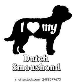 I love my Dutch Smoushond Dog silhouette dog breeds logo dog monogram vector
