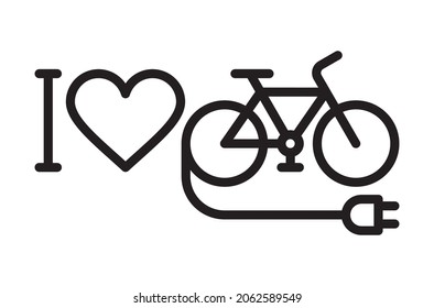 I love my e-bike icon isolated on white background 