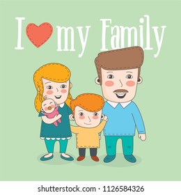 i love my family cute illustration