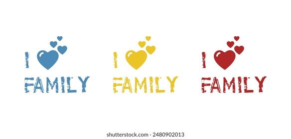 I love my family icon on a white background, vector illustration