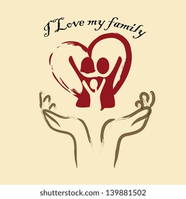 i love my family over pink background vector illustration